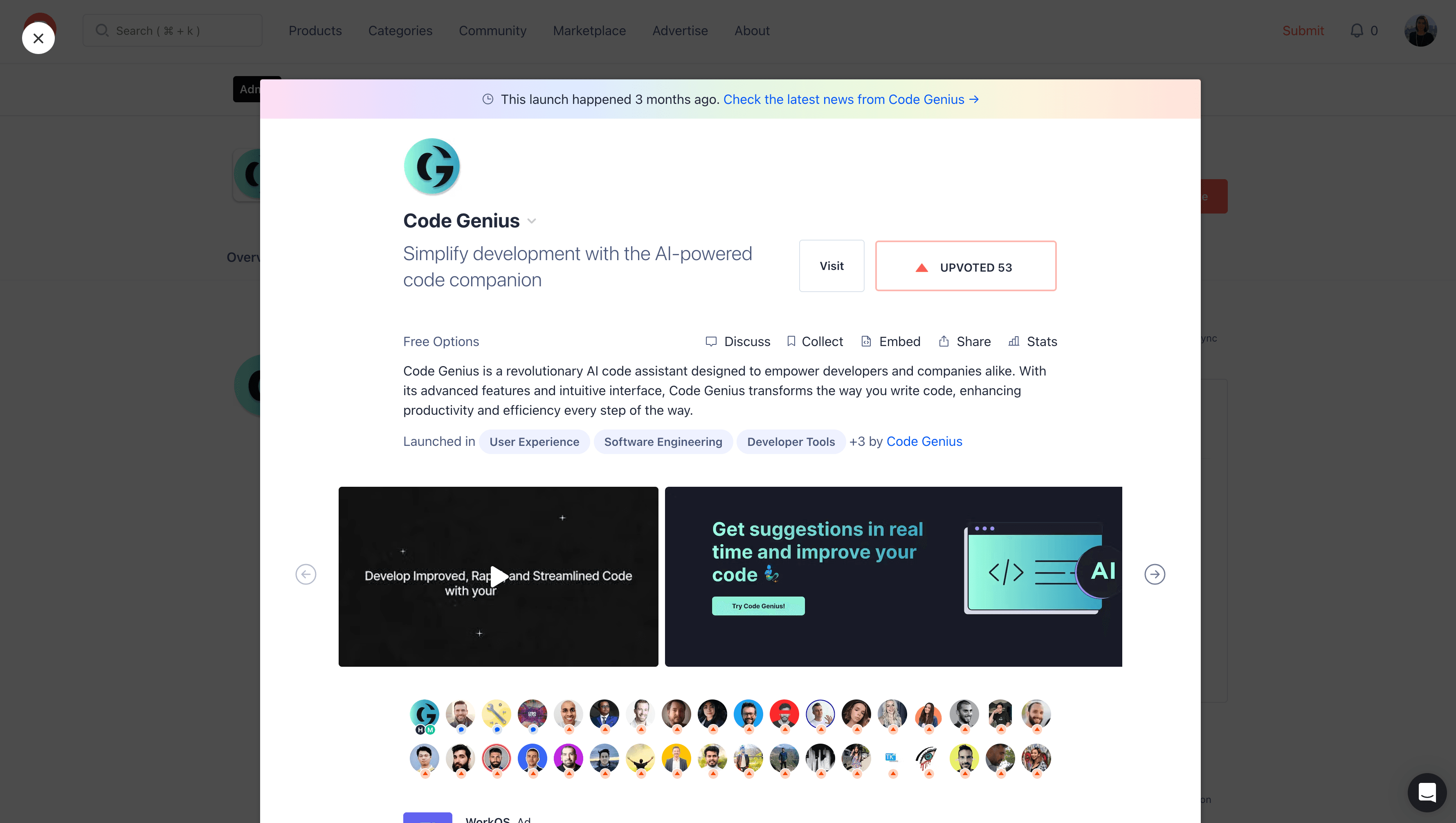 Code Genius Product Hunt release